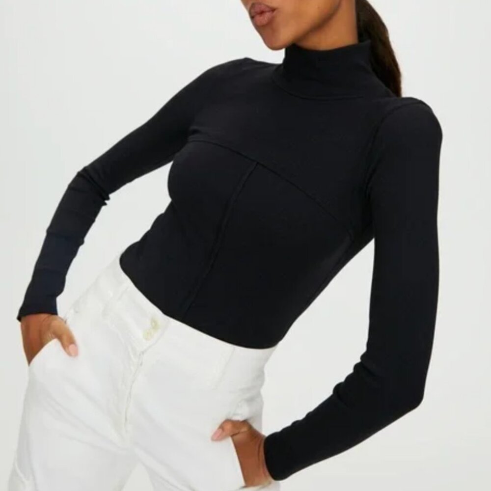 Aritzia Wilfred Moon Turtleneck Longsleeve Top in Black